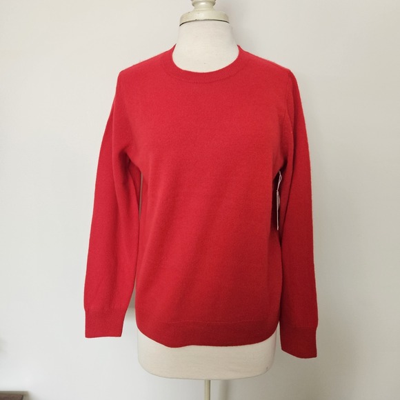 NORDSTROM 100% Cashmere Sweater Women's Sz L Red long sleeve Round neck